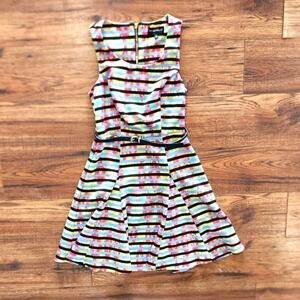 My Michelle Junior's Sleeveless Scoop Neck Striped A-Line Skater Dress Size 1